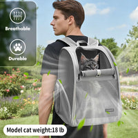 Cat Backpack Carrier for Small Dogs and Medium cat Puppy Kitten Bunny - Gray / 13.7"L x 12.0"W x 18.0"H - image 3