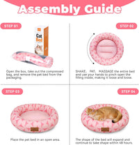 Zerbuger 20in Pink Round Dog Bed Sofa for Dogs Cats - Pink Pattern / Small - image 4