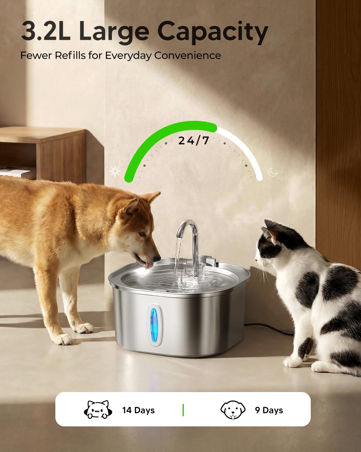 PEKTACO Cat Water Fountain - Small Window Cat Fountain - image 4