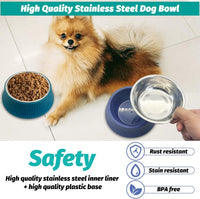 2PCS Stainless Steel Dog Bowls Set Removable Puppy Food and Water - 2 PCS / Roman Column (Blue, Green) - image 3