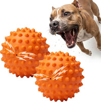 3.5''Durable Squeaky Dog Ball for 25-80lbs Aggressive Chewers – Essentials for Dogs - 2 PC-Peanut Butter-Orange
