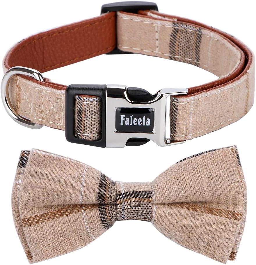 Faleela Soft &Comfy Bowtie Dog Collar - Medium (Pack of 1) / Brown