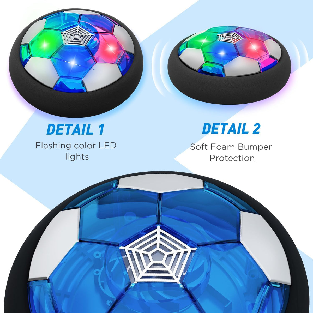 Toyk Boy Toys, LED Hover Soccer Ball - Blue+blue - image 2
