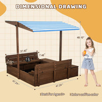 Agitree Wooden Sandbox with Lid and Canopy for Kids Ages 3-8 - Brown - image 3