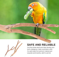 2pcs Bird Parrot Perch Stand Poles, Natural Wooden Parrot Perch for Cage, Branches Fork Rod for Small Parakeets Cockatiels Conure Lovebirds Bird Cage Accessories