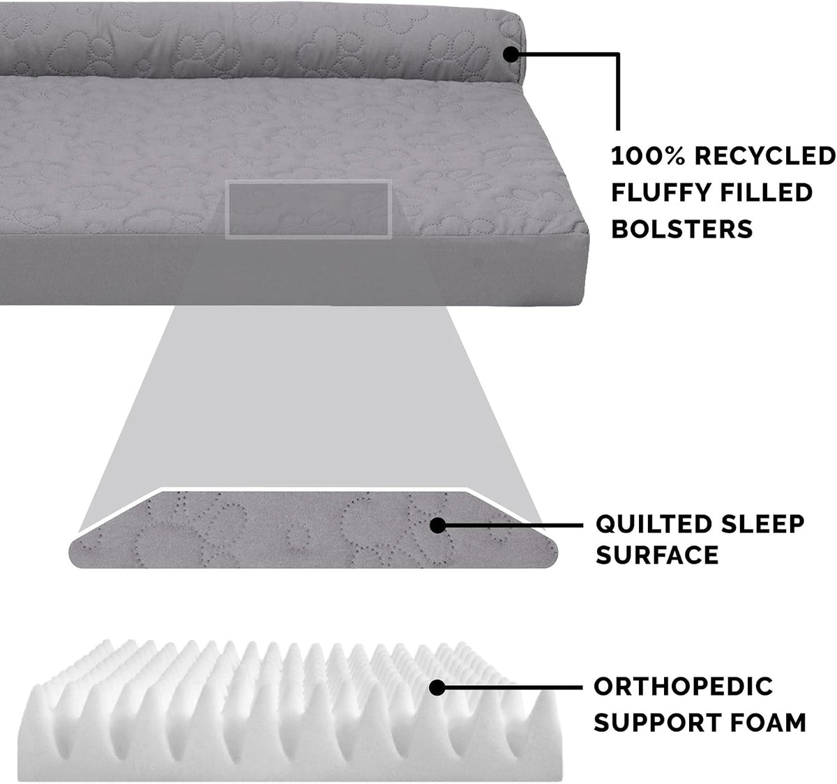 Furhaven Orthopedic Dog Bed for Large Dogs w/ Removable Bolsters - Jumbo / Titanium - image 4