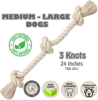 Barida Natural White Cotton Tough Dog Rope Toy for Medium & Large - Medium (23.60") - image 3