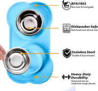 Hubulk Pet Dog Bowls 2 Stainless Steel Dog Bowl with No Spill - Turquoise / Medium - image 2