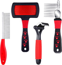 Patelai 4 Pcs Dog Dematting Comb - Red, Black, Silver / Classic