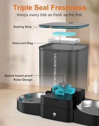 HoneyGuaridan Automatic Cat Feeder for Two Cats, 5G WiFi Smart Feed Pet Feeder with Stainless Steel Bowl,APP Control Dispenser, Dual Power Supply,Desiccant Bag,10s Meal Call Black