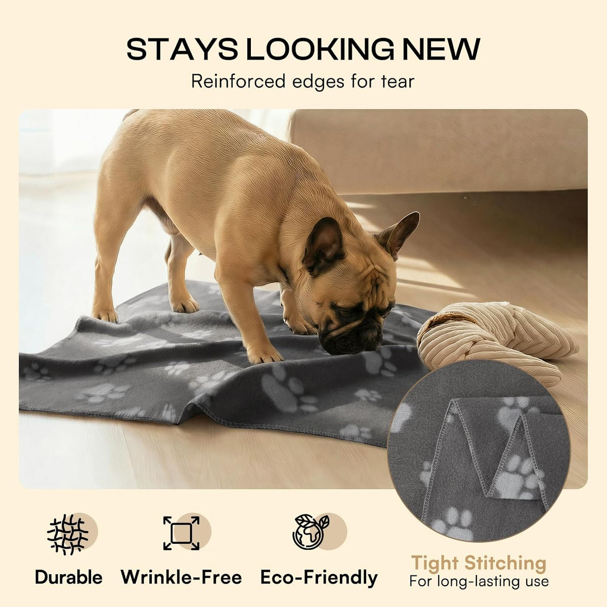 LINENLUX Fleece Dog Blankets 6-Pack - Grey / 31x24 inch (Pack of 6) - image 3