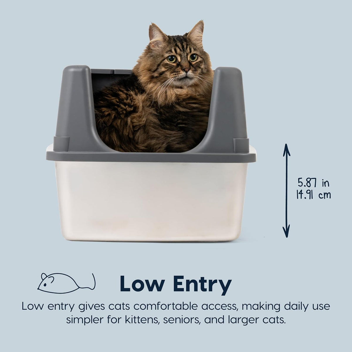 IRIS USA High Sided Cat Litter Box, Scatter Shield - Large / Stainless Steel - image 4