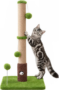 Funny Cat Scratching Posts Sturdy Scratcher Posts 33'' Off White – Essentials for Cats - Green / 33‘’