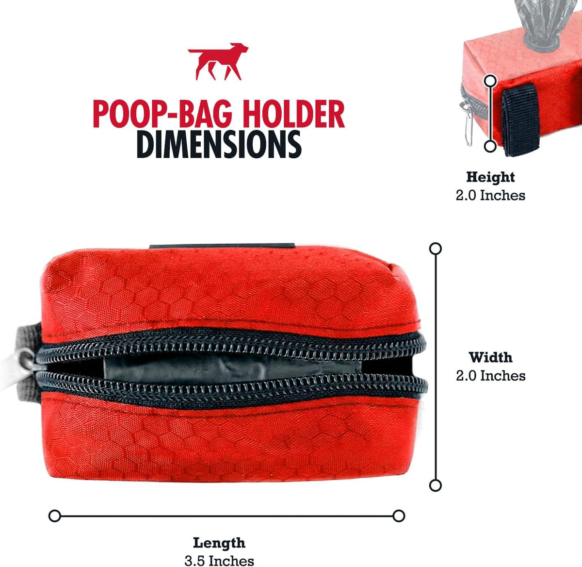 Tuff Pupper Dog Poop Bag Holder, Works with Any Dog Leash - March Red - image 2