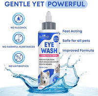 Cat & Dog Eye Wash Drops & Tear Stain Remover, Cleaner | Eye Infection Treatment Helps Prevent Pink Eye, Relief Allergies Symptoms, Runny, Dry Eyes - Safe for Small Animals (Eye Drops)