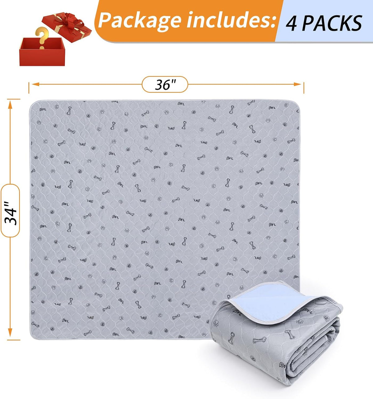 Washable Pee Pads for Dogs - 34X36" (Pack of 4) - image 3