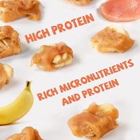 Dog Treats Chicken Wrapped Banana Slices with 1% Taurine, Healthy Training Snacks Rich in Natural Fiber, Rawhide-Free Grain-Free Soft Chews for Small Medium Dogs, 10.6oz