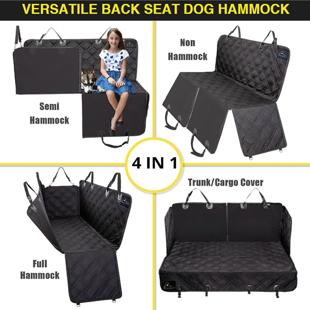 Dog Car Seat Cover, Heavy Duty Hammock - XL / Black - image 3