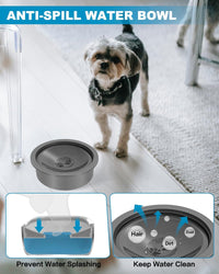 No Spill Dog Water Bowl, Slow Drinking Non Spilling Water Dish - Grey - image 2