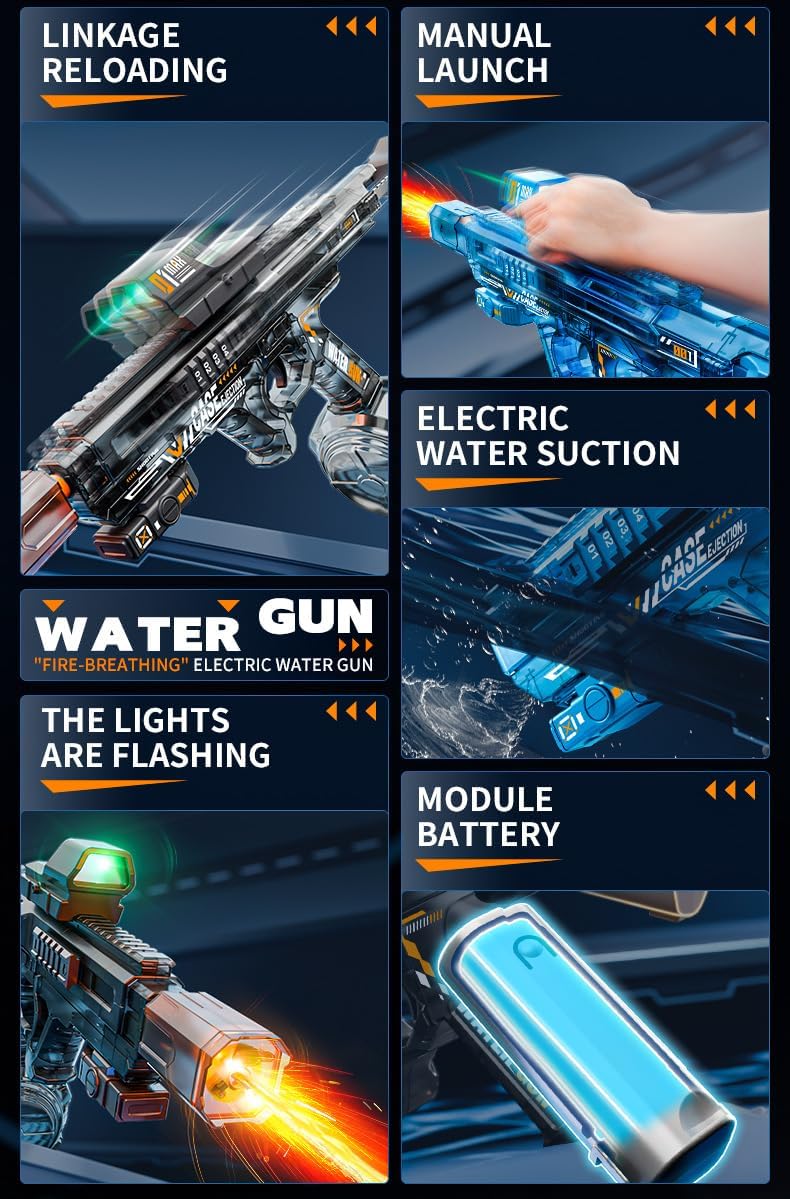 BESIBY electric water gun with transforming body, flashing lights and 400ML tank - view 20