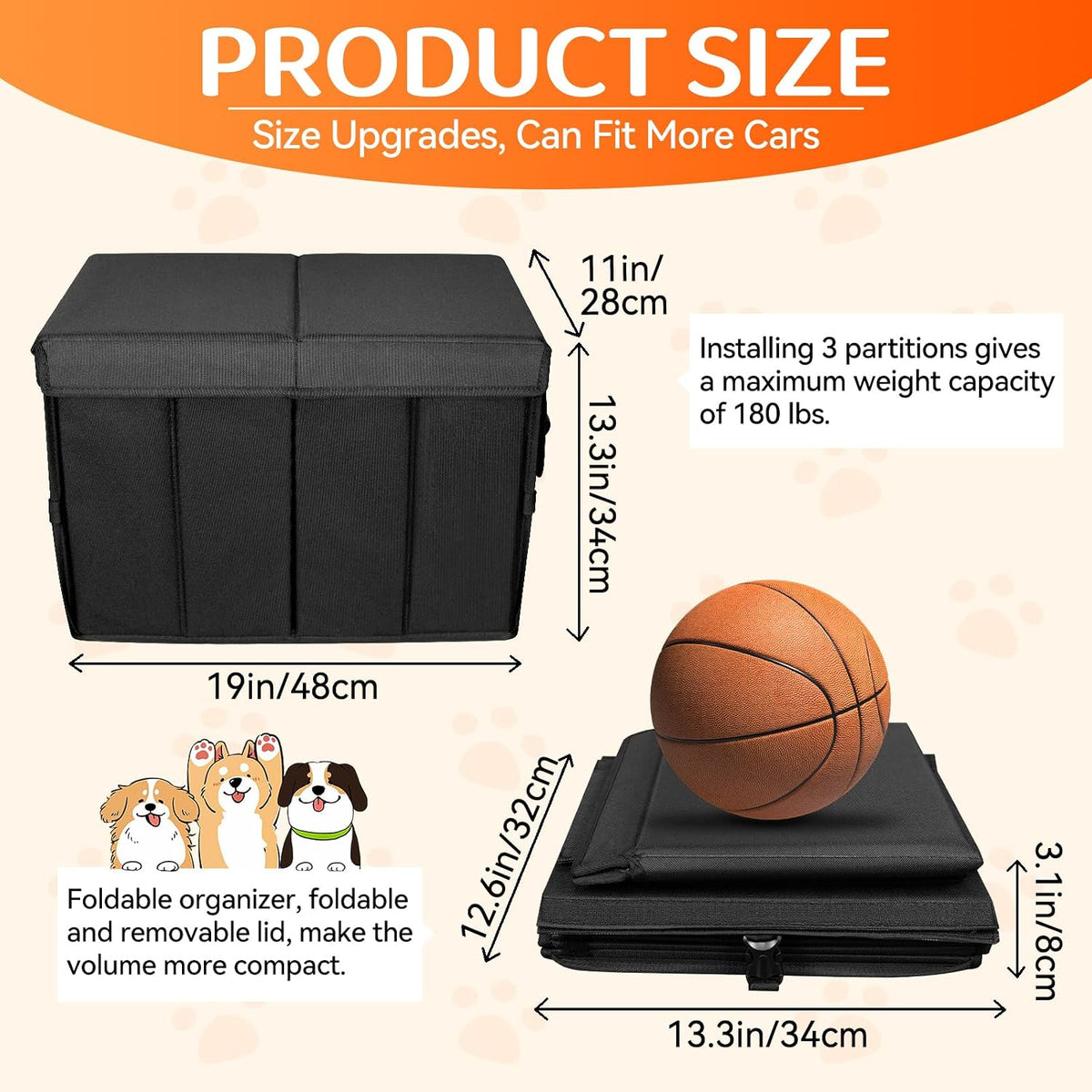 Car Seat Extender for Dogs - Black-M-19 x 11x 13.3 in-(up to 200LBS) - image 2