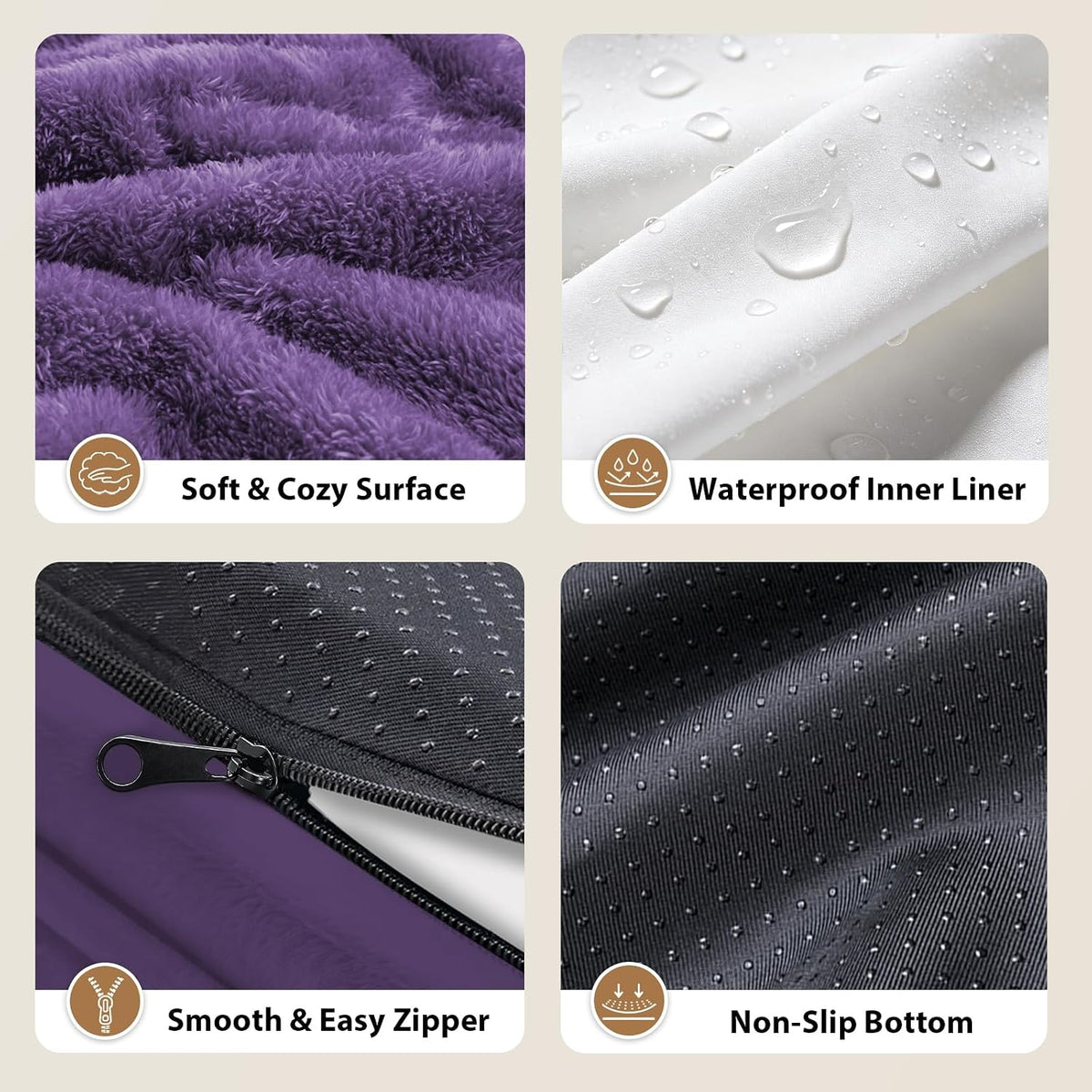 Waterproof Orthopedic Dog Bed for Large and Extra Large Dogs – Essentials for Dogs - Deep Purple / 42"L x 30"W x 7.5"Th - image 4