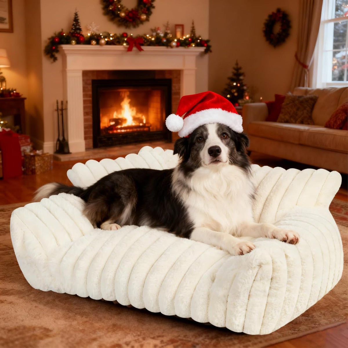 Cute Dog Couch for Medium Large Dogs, Dog Cat Couch Sofa - Large(36x27x10") / White