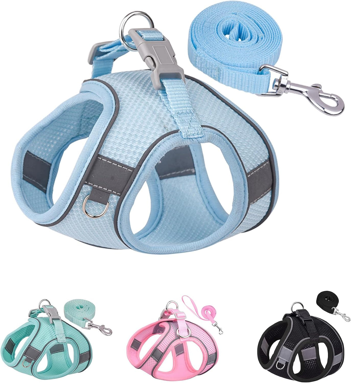 Solmoony Dog Harness, No Pull, Mesh for Small Medium Dogs - Blue / L