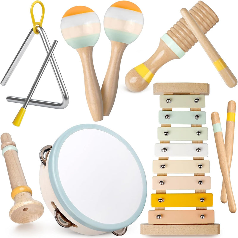 Baby Musical Instruments - Montessori Wooden Toys for Toddlers Sensory Play – Fun for Kids & Family - Multicolored