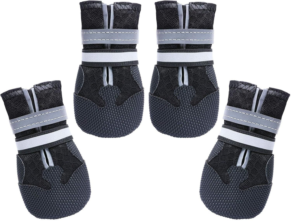 Dimicoo Breathable Dog Boots for Medium Large Dogs - Black / L (Insole Width 2.6")for 44~66lb