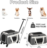 Petsfit Cat Carrier with Wheels, Removable Spinner Wheels - 20.1"L x 12.2"W x 14.2"H / Medium Gray - image 2
