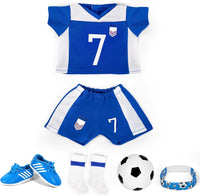 ARTST 18 inch doll soccer outfit with shirt, shorts, socks, headwear, shoes and mini soccer ball - view 5