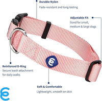 Blueberry Pet Essentials Small Dog Collar in Baby Pink | Adjustable & Eco-Friendly Durable Nylon Strap | Classic Collar for Small Dogs, Boy & Girl Pets