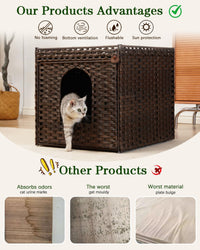 Cat Litter Box Enclosure Furniture, Hidden PE Rattan - Brown / XL - image 4