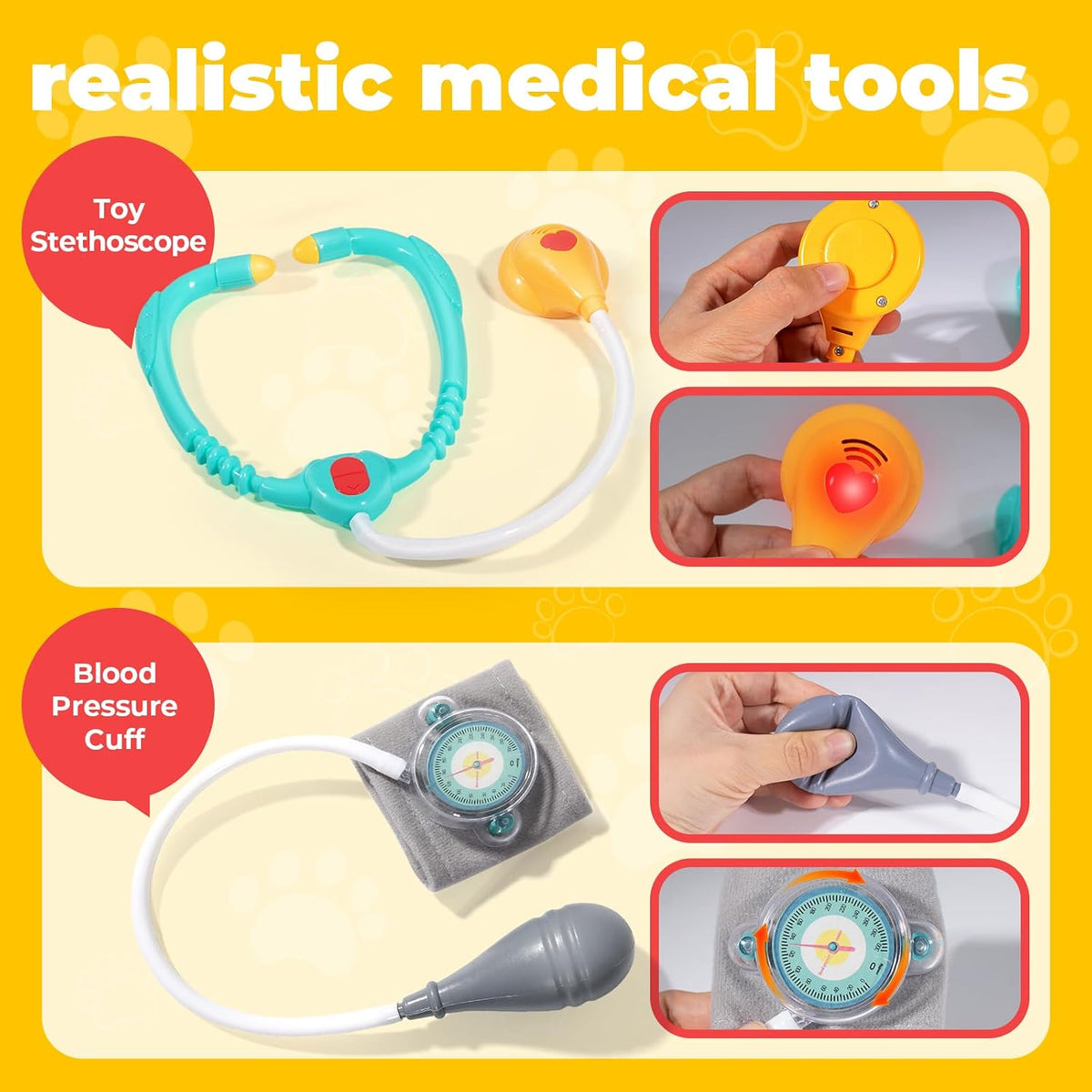 ULOVEME doctor kit for kids with light and sound tools and a fuchsia carry bag - view 5