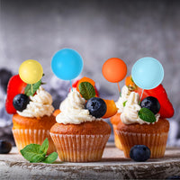 NACHLYNN 80 Pcs Cake Balls Decorations Mini Balloon Cake Topper Balls - Orange Blue White Series - image 4