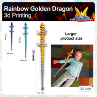 3D Printed Dragon 24 Inch - Gold Rainbow / 30in - image 3