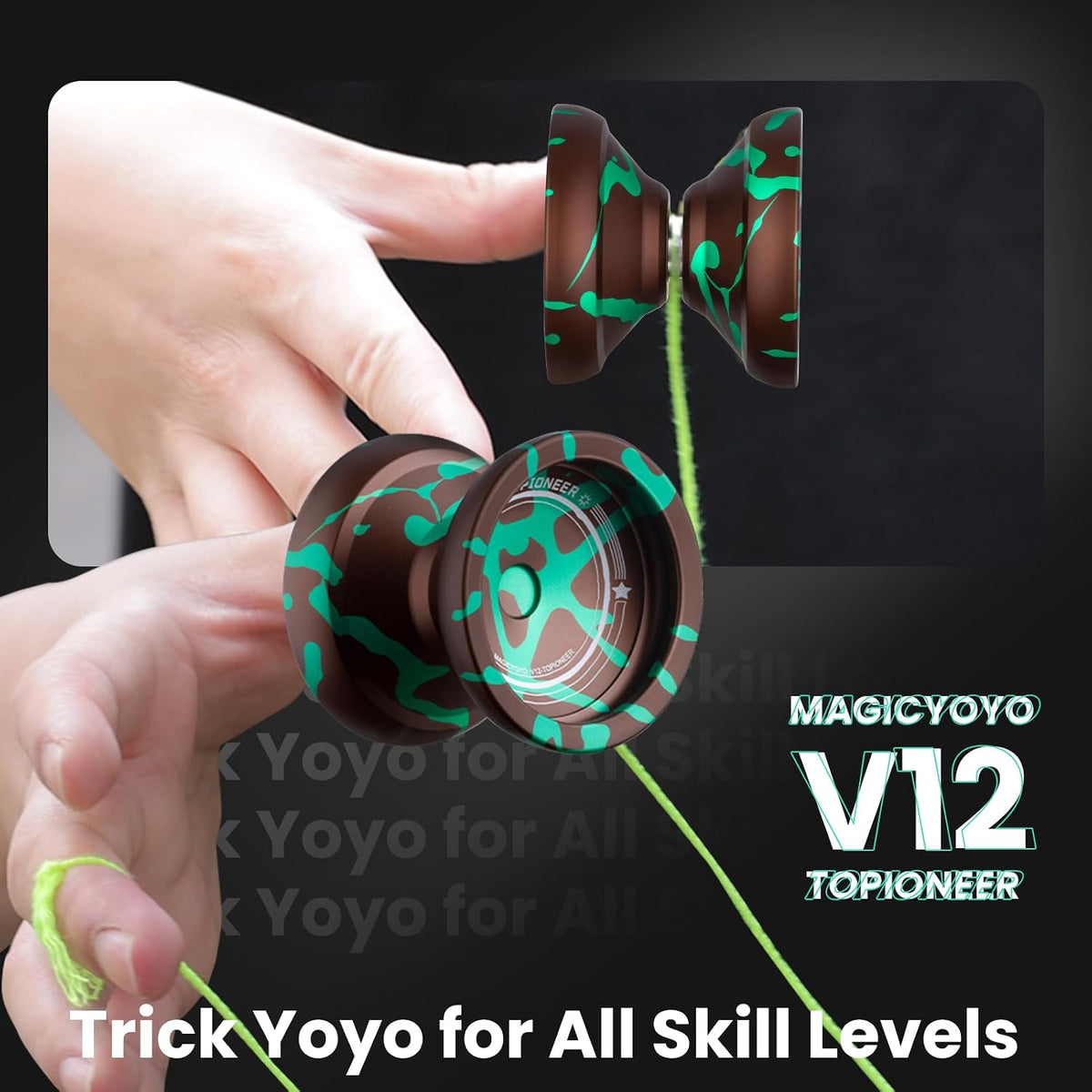 MAGICYOYO V12 Finger Spin Yoyo - Brown Green - image 4