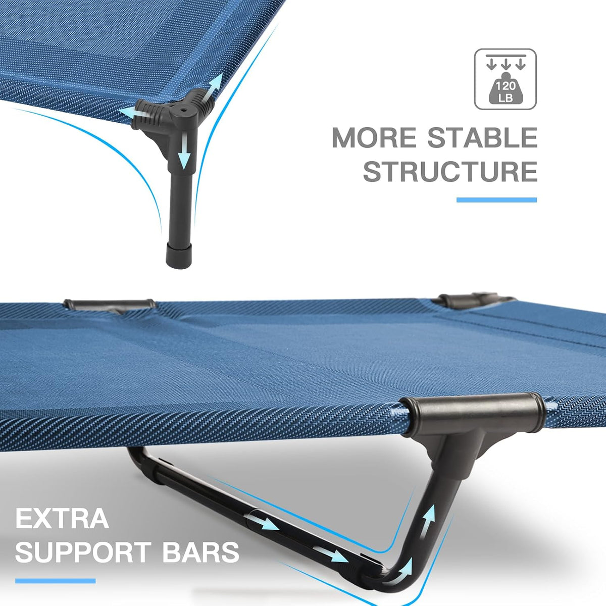 Elevated Dog Bed for Large Dogs 120lb - L (36"L x 30"W x 7"H) / Blue - image 2