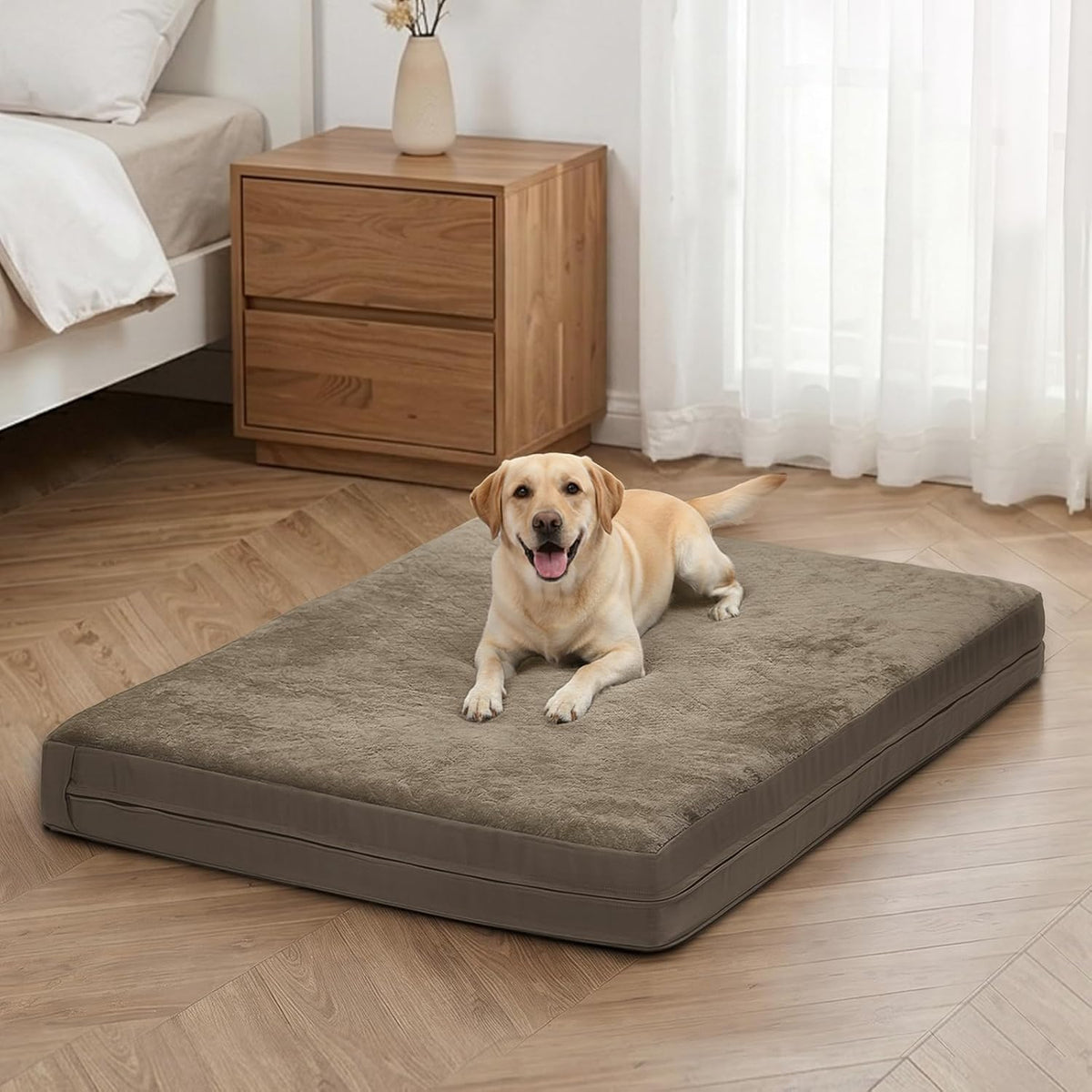 Waterproof Dog Crate Bed Pad - Brown / 35"W x 22"L x 3"H