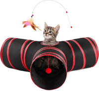 Love's cabin Cat Tunnel for Indoor Cats - Black&Red / S (23.6"x13"x11")