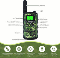 VOOPON green camo walkie talkies for kids with LCD screens - view 8