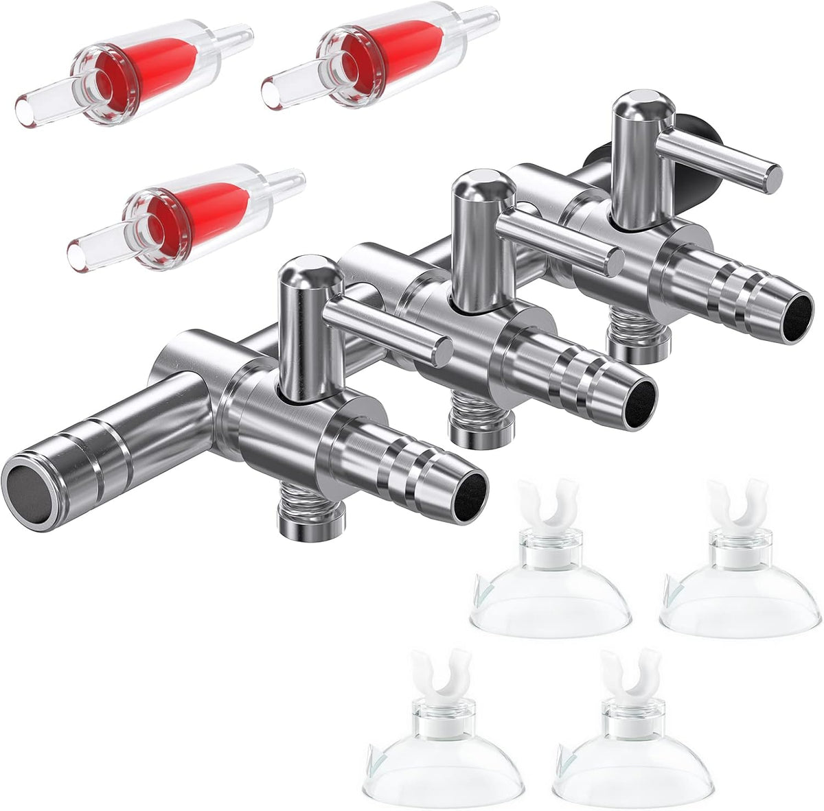 Pawfly 6 PCS 1-Way Aquarium Air Flow Control Lever Straight Valve - 3-Way