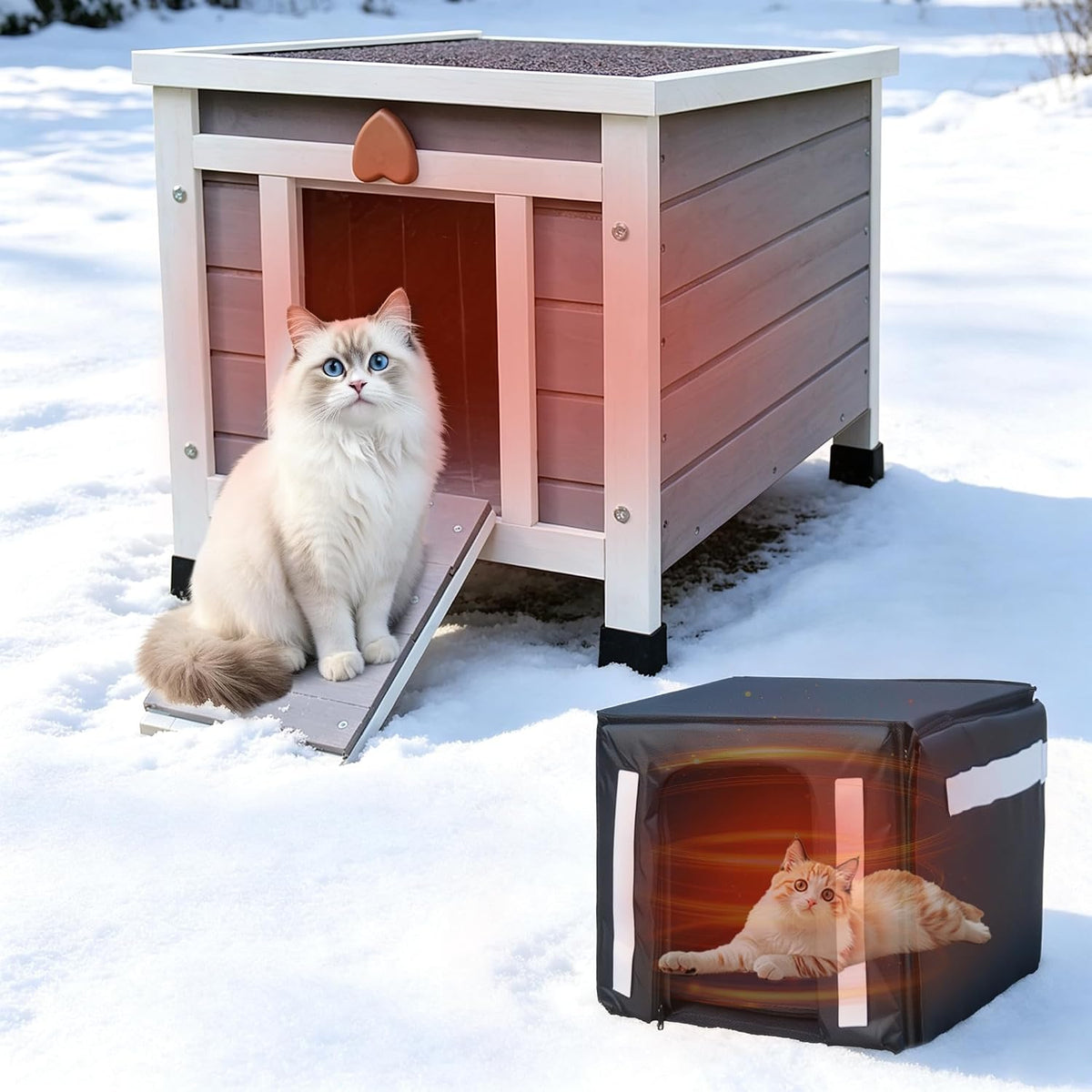 Cat House for Outdoor Cats - Grey (with Liner)