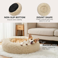 MIXJOY Orthopedic Dog Bed Comfortable Donut Cuddler Round Pet Beds - S-PLUS(27''x 27'') / Ivory Beige - image 2