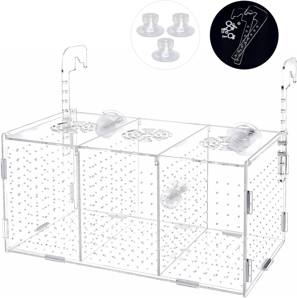 Fish Breeding Box, Acrylic Isolation Box Aquarium Hatchery Incubator with Suction Cups for Newborn