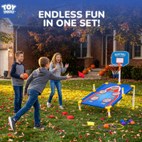 TOY Life Bean Bags Toss Carnival Games, Cornhole - 3-in-1 Game with Basketball Hoop and Ring Toss - image 2