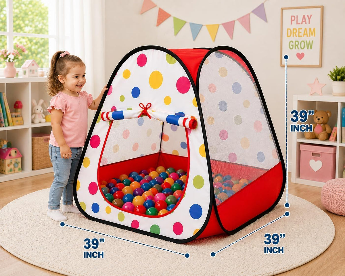 Kiddey kids play tent with 100 colorful balls, mesh windows and pop-up frame - view 4