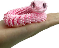 24in 3D Printed Snake Toys, Flexible 3D Printed Animal - Pink / 12in