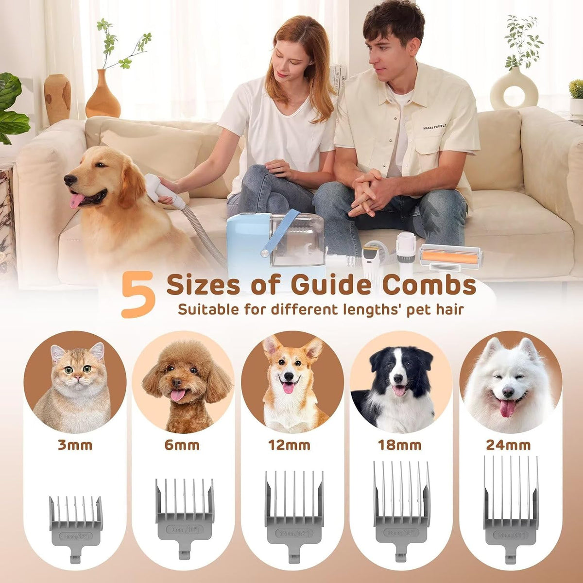 HEAPETS Dog Grooming Vacuum Kit - Blue - image 3